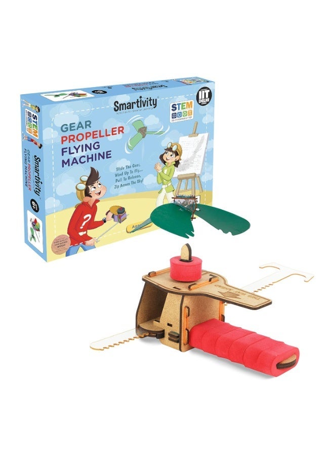 سمارتيفيتي لعبة طائرة بمروحة تروس من سمارتيفيتي، لعبة تعليمية ممتعة للأطفال من 6 إلى 14 عامًا، لعبة بناء تفاعلية، هدية مثالية للأولاد والبنات، مشروع تعليمي في العلوم والهندسة، صنع في الهند - Image 1